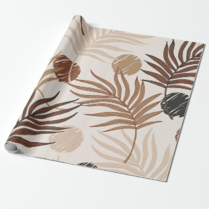 Papier Cadeau palm feuille art sans couture motif sur terre ton