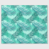 Papier Cadeau Palm Leaf Print, Turquoise, Turquoise et Light Aqu (Plat)