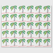 Papier Cadeau Palm Tree Bonnes Fêtes tropicales (Plat)