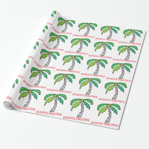 Papier Cadeau Palm Tree Bonnes Fêtes tropicales