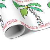 Papier Cadeau Palm Tree Bonnes Fêtes tropicales (Coin rond)