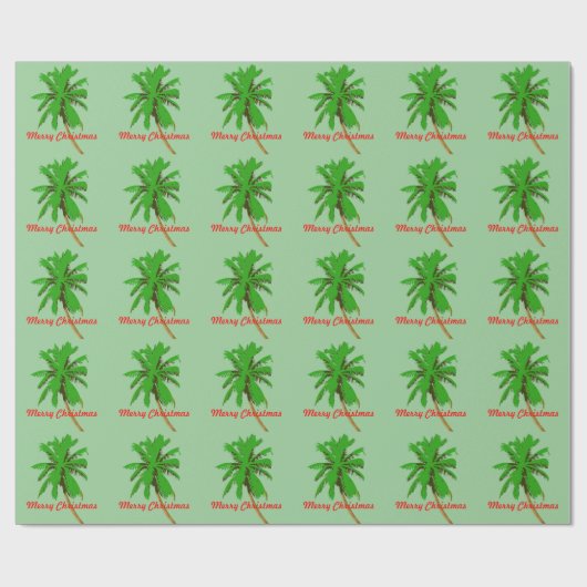 Papier Cadeau Palm tree Joyeux cadeau vert de Noël (Plat)