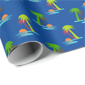 Papier Cadeau Palm Tree Sunset on Sea Motif Enveloppement person (Coin rond)