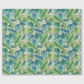 Papier Cadeau Palm vert et Turquoise Tropical Banana Monstera Fe (Plat)
