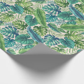Papier Cadeau Palm vert et Turquoise Tropical Banana Monstera Fe (Coin)