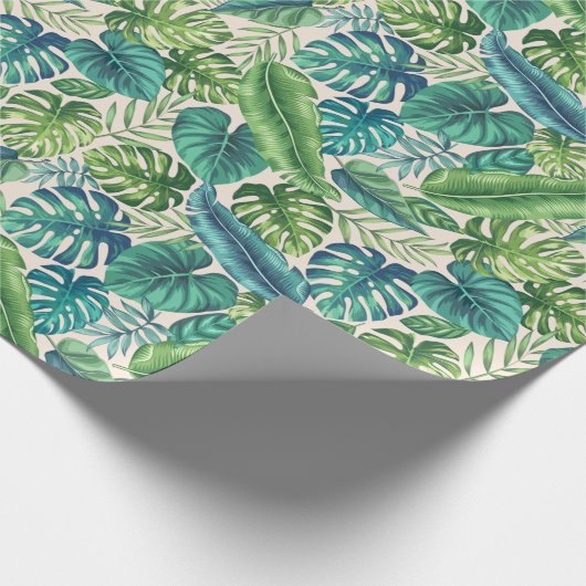 Papier Cadeau Palm vert et Turquoise Tropical Banana Monstera Fe (Coin)