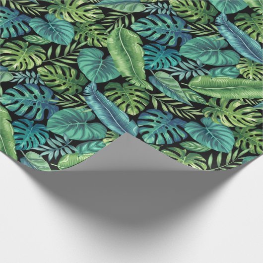 Papier Cadeau Palm vert et Turquoise Tropical Banana Monstera Fe (Coin)