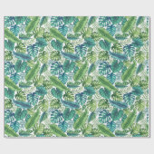 Papier Cadeau Palm vert et Turquoise Tropical Banana Monstera Fe (Plat)