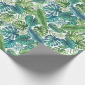 Papier Cadeau Palm vert et Turquoise Tropical Banana Monstera Fe (Coin)