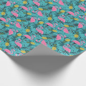 Papier Cadeau Palme de Flamants roses roses : Exotic Hawaii (Coin)