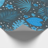 Papier Cadeau Palme tropicale bleu et turquoise Feuille Monstera (Coin)