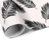 Papier Cadeau Palme tropicale Feuille noir blanc (Coin rond)
