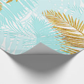 Papier Cadeau Palmettes Aloha-Tropicales d'Aqua de feuille (Coin)