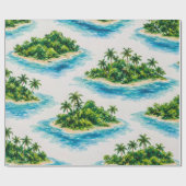 Papier Cadeau Palmier de l'île tropicale (Plat)
