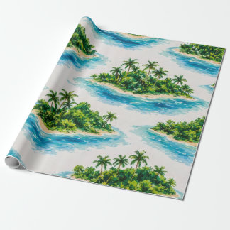 Papier Cadeau Palmier de l'île tropicale