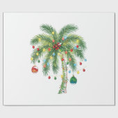 Papier Cadeau Palmier de Noël tropical avec lumières et ornam (Plat)