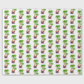 Papier Cadeau Palmier de Noël tropical du Père Noël (Plat)