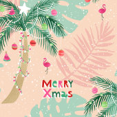 Papier Cadeau Palmier de Noël tropical Joyeux XMas