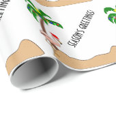 Papier Cadeau Palmier et Noël tropical de Flamants roses (Coin rond)