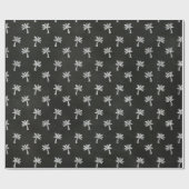 Papier Cadeau Palmier Noir Lignes Blanches Chalboard Élégant (Plat)