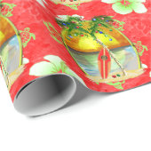 Papier Cadeau Palmier tropical de Noël (Coin rond)