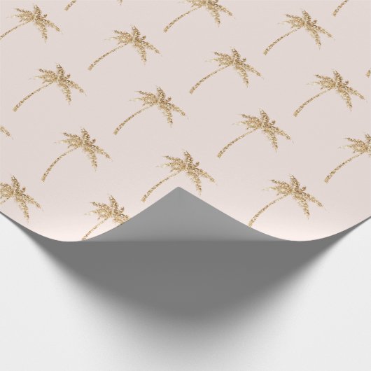 Papier Cadeau Palmier Tropical Parties scintillant Or (Coin)