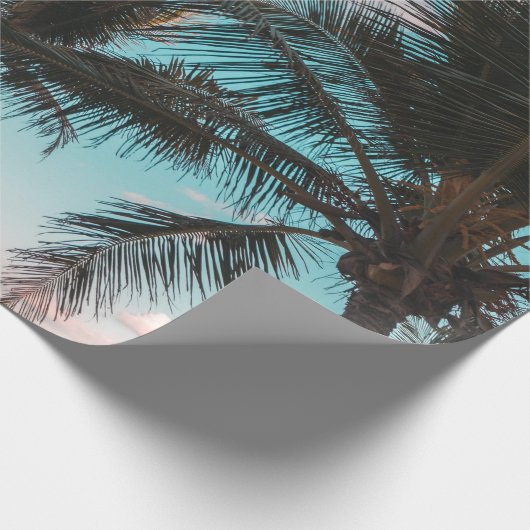 PAPIER CADEAU PALMIER TROPICAL RETRO EN BORD DE PLAGE (Coin)