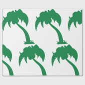 Papier Cadeau Palmier Tropical Silhouette Green Island Beach (Plat)