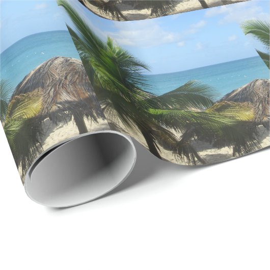 Papier Cadeau Palmiers à la plage (Coin rond)