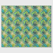 Papier Cadeau Palmiers bleus verts tropicaux (Plat)