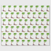 Papier Cadeau Palmiers de Noël dans le sable (Plat)