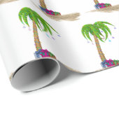 Papier Cadeau Palmiers de Noël dans le sable (Coin rond)