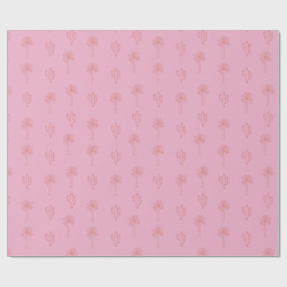 Papier Cadeau Palmiers et Cactus Retro Rose