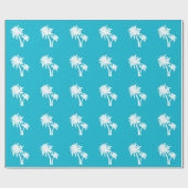 Papier Cadeau Palmiers Silhouette Motif Aqua Blue (Plat)