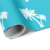 Papier Cadeau Palmiers Silhouette Motif Aqua Blue (Coin rond)