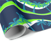 Papier Cadeau Palmiers sur vagues (Coin rond)