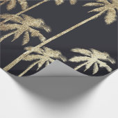 Papier Cadeau Palmiers tropicaux d'or fascinant sur le noir (Coin)