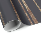 Papier Cadeau Palmiers tropicaux d'or fascinant sur le noir (Coin rond)