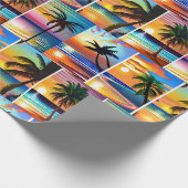 Papier Cadeau Palmiers tropicaux et couchers de soleil (Coin)