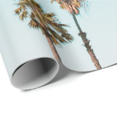 PAPIER CADEAU PALMIERS VERTS ET BROWN SOUS UN CIEL BLEU CLAIR (Coin rond)