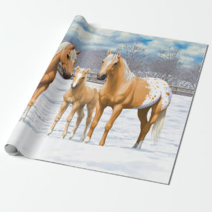 Papier Cadeau Palomino Appaloosa Chevaux En Neige