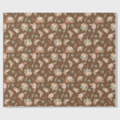 Papier Cadeau Pampas Grass & Fleurs sur Café Brown (Plat)