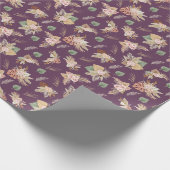 Papier Cadeau Pampas Grass & Fleurs sur Mulberry (Coin)