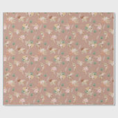 Papier Cadeau Pampas Grass & Fleurs sur Pinkish Brown (Plat)