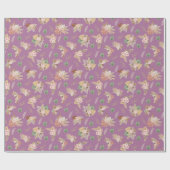 Papier Cadeau Pampas Grass & Fleurs sur violet (Plat)