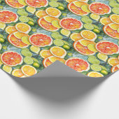 Papier Cadeau Pamplemousse, citrons, limons et oranges agrumes (Coin)