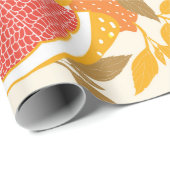 Papier Cadeau Pamplemousse et tranches de moitié avec feuilles s (Coin rond)