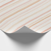 Papier Cadeau Pamplemousse Rose Pêche Rayures Blanches Anniversa (Coin)