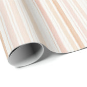 Papier Cadeau Pamplemousse Rose Pêche Rayures Blanches Anniversa (Coin rond)