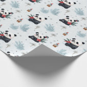 Papier Cadeau Panda aquarelles vacances hiver motif (Coin)